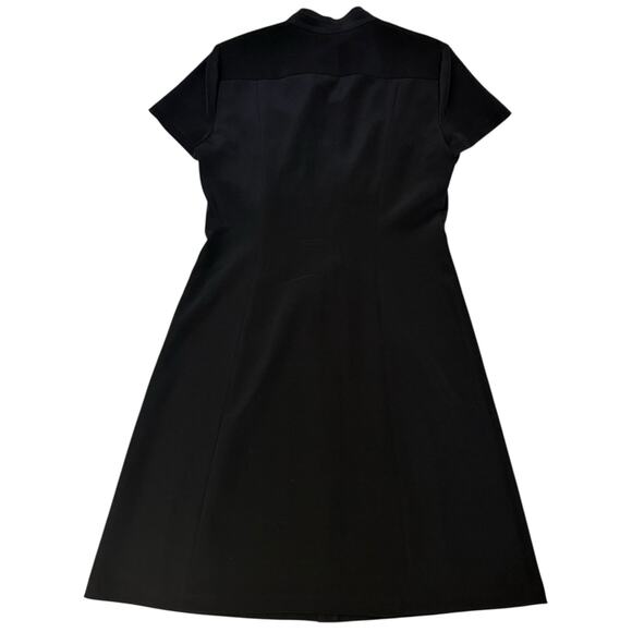 Elie Tahari Short Sleeve Dress Silk Blend Ruched Bust Snap Placket Black Size 10 - Picture 8 of 9